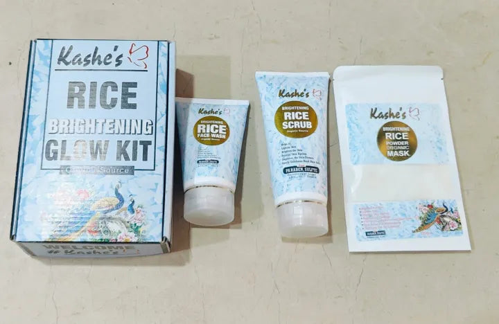 Kashe’s Rice Extract Bright & Glow Kit ( Rice Face Wash + Rice Scrub + Rice Mask )